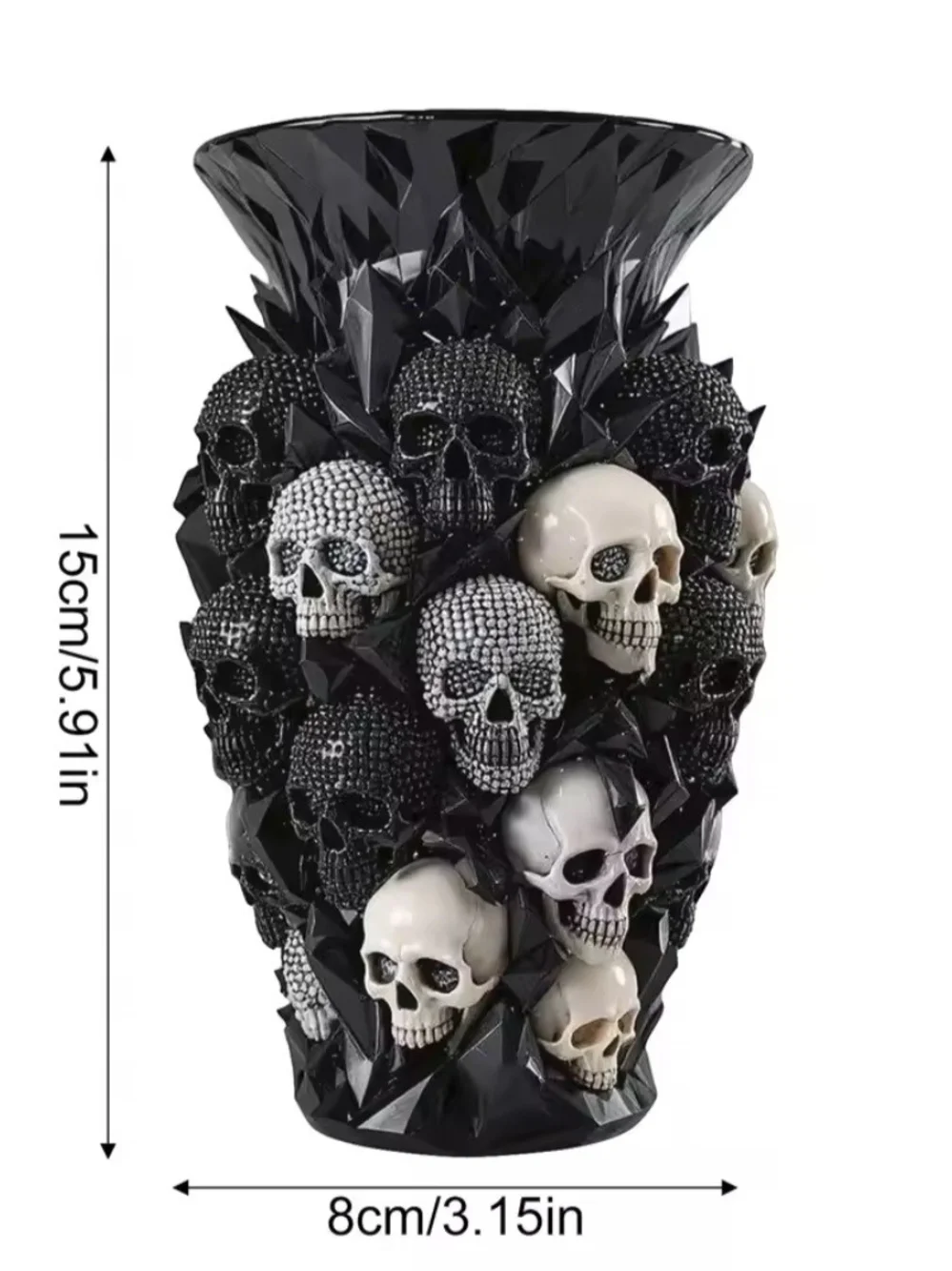 Black Skull Cluster Accent Vase - Gothic Decorative Vase